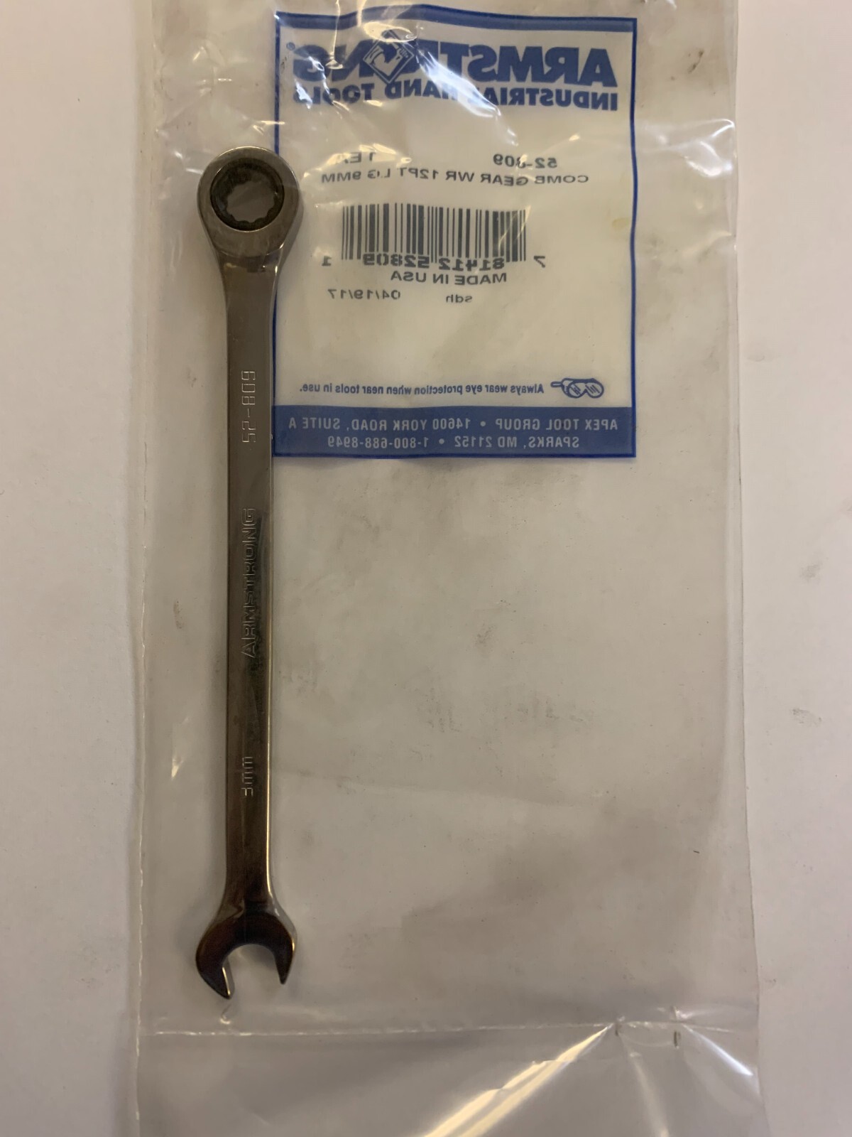 NEW 52-809 ARMSTRONG 9 MM COMBINATION NON-REVERSIBLE GEARWRENCH 52809