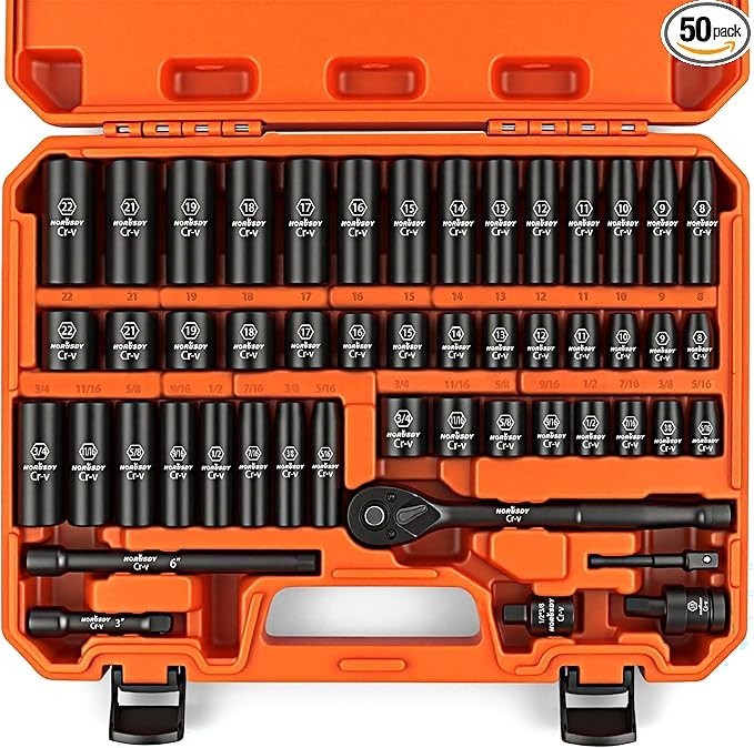 3/8 In. 6 Point Impact Socket Ratchet Drive and Metric Set