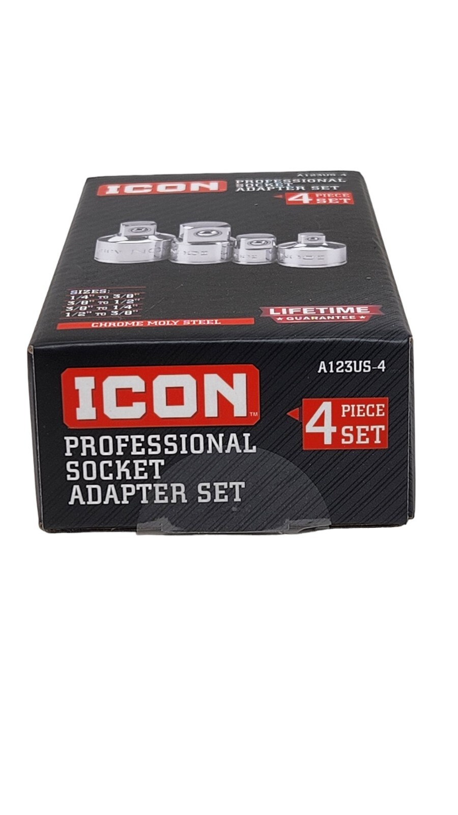 Icon Professional Socket Adapter Set 4 Piece Chrome Moly Steel A123US-4 57324