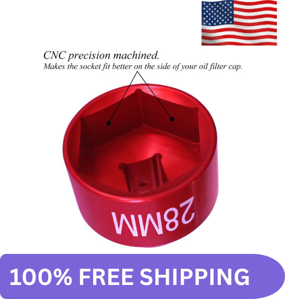 28mm fuel filter Socket Cummins tools 3/8 drive for Dodge Ram 6. 7L 28mm, Red
