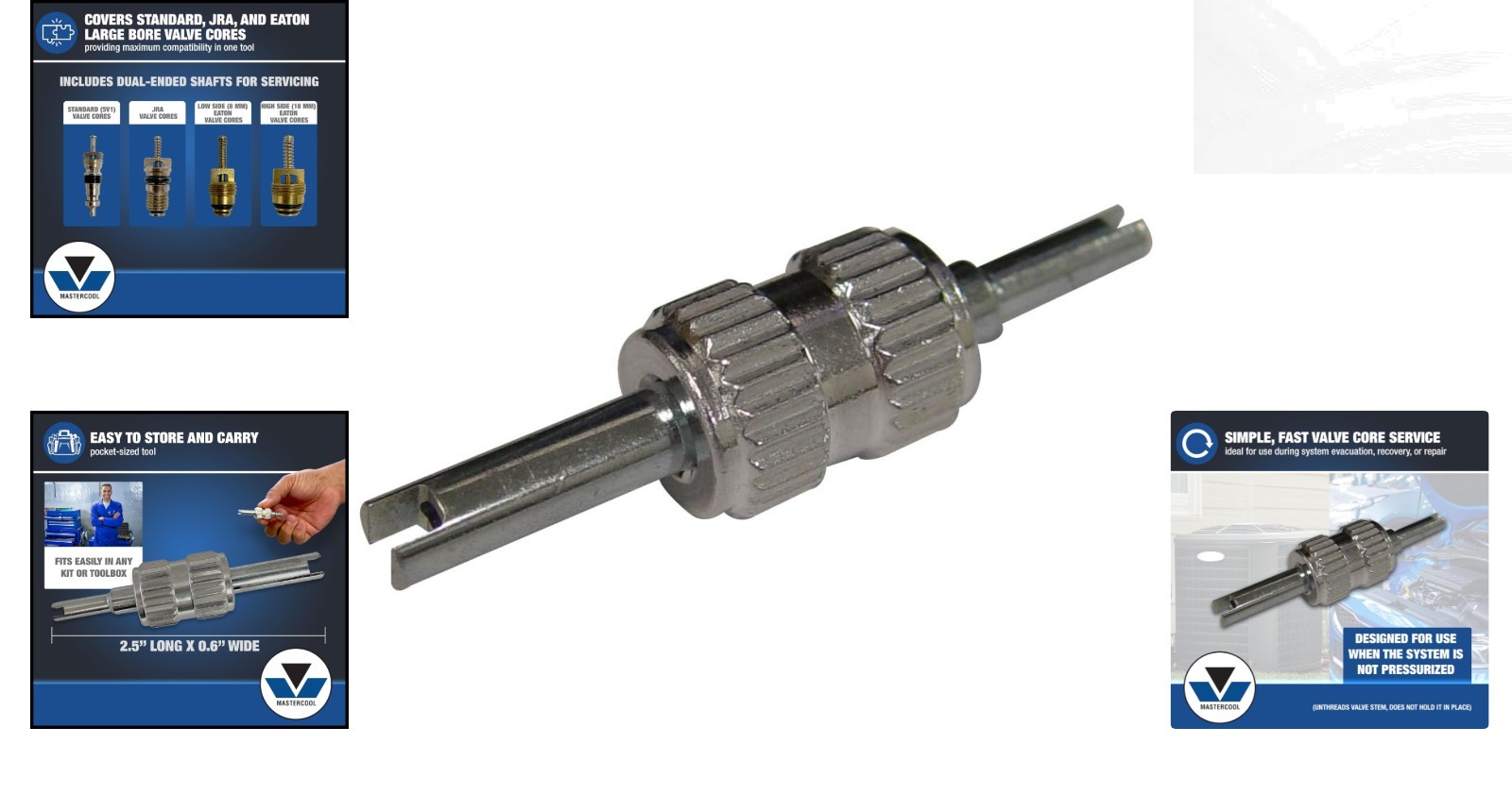 Compact Dual-Ended Valve Core Remover for R12 & R134a Systems – 81290 Model