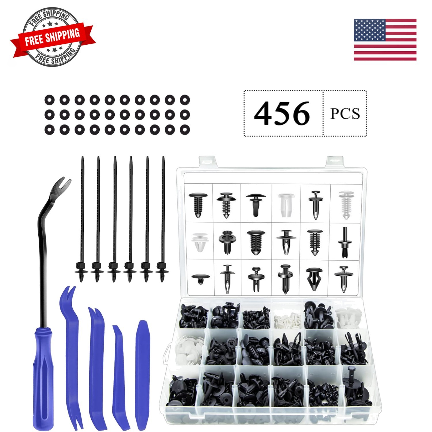 456 Pack Trim Removal Tool, Car Panel Door Audio Trim Tool Kit, Auto Clip Fas…