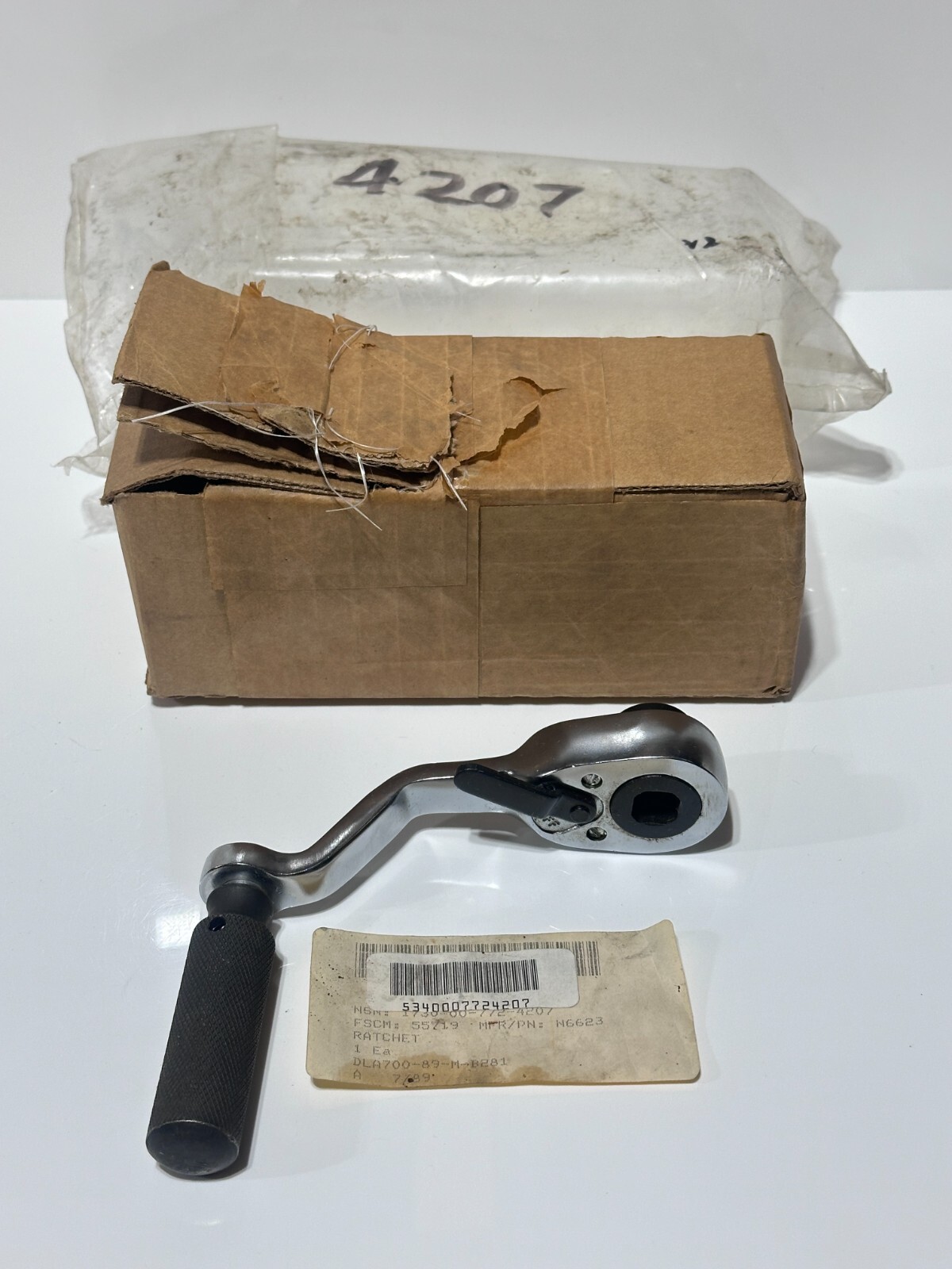 NOS Snap-On USA N6623 1/2 Drive Ratchet Offset Knurled Twist Spinner Handle RARE