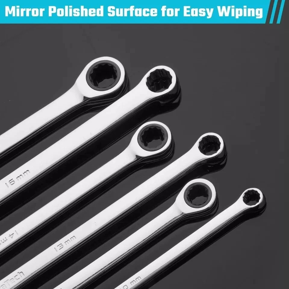10mm Extra Long Ratcheting Wrench Metric CR-V Steel