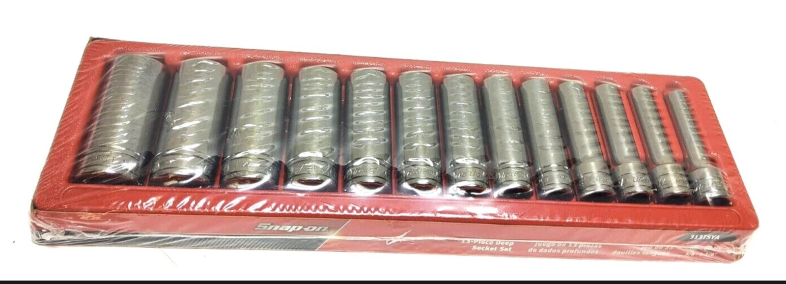 NEW Snap-on™ 1/2″ drive 6-point DEEP socket SET 3/8″ thru 1 1/8″ 313TSYA Unused