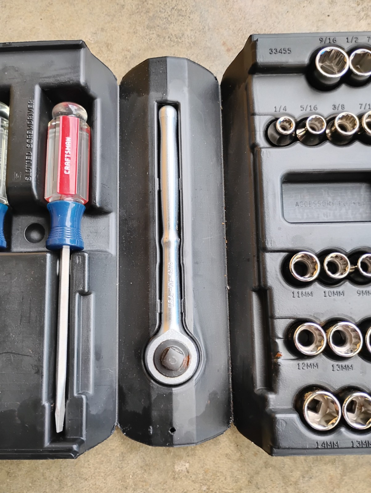 Craftsman USA 55pc Mechanics Tool Set Socket Ratchet 33455 Metric/SAE USA