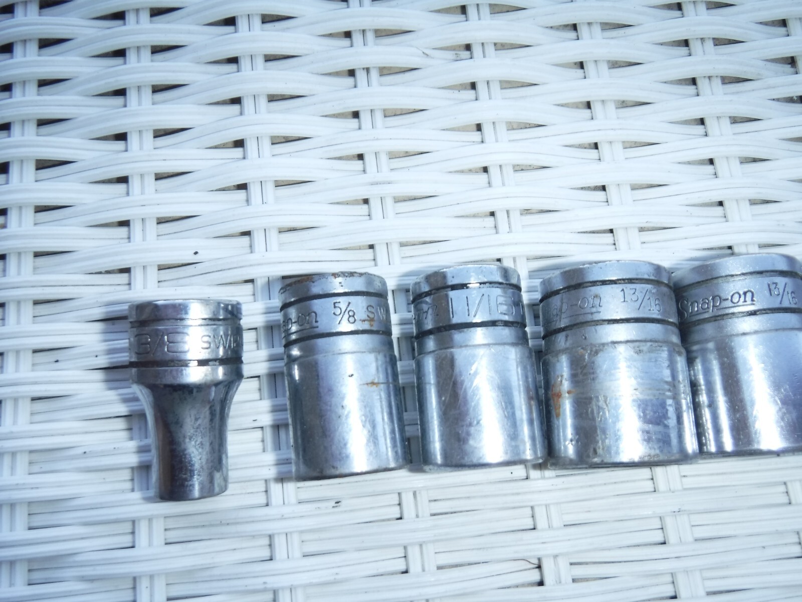 7pc Snap-on Socket Set 1/2in Drive – 3/8, 5/8, 11/16, 13/16, 13/16, 13/16, 1,