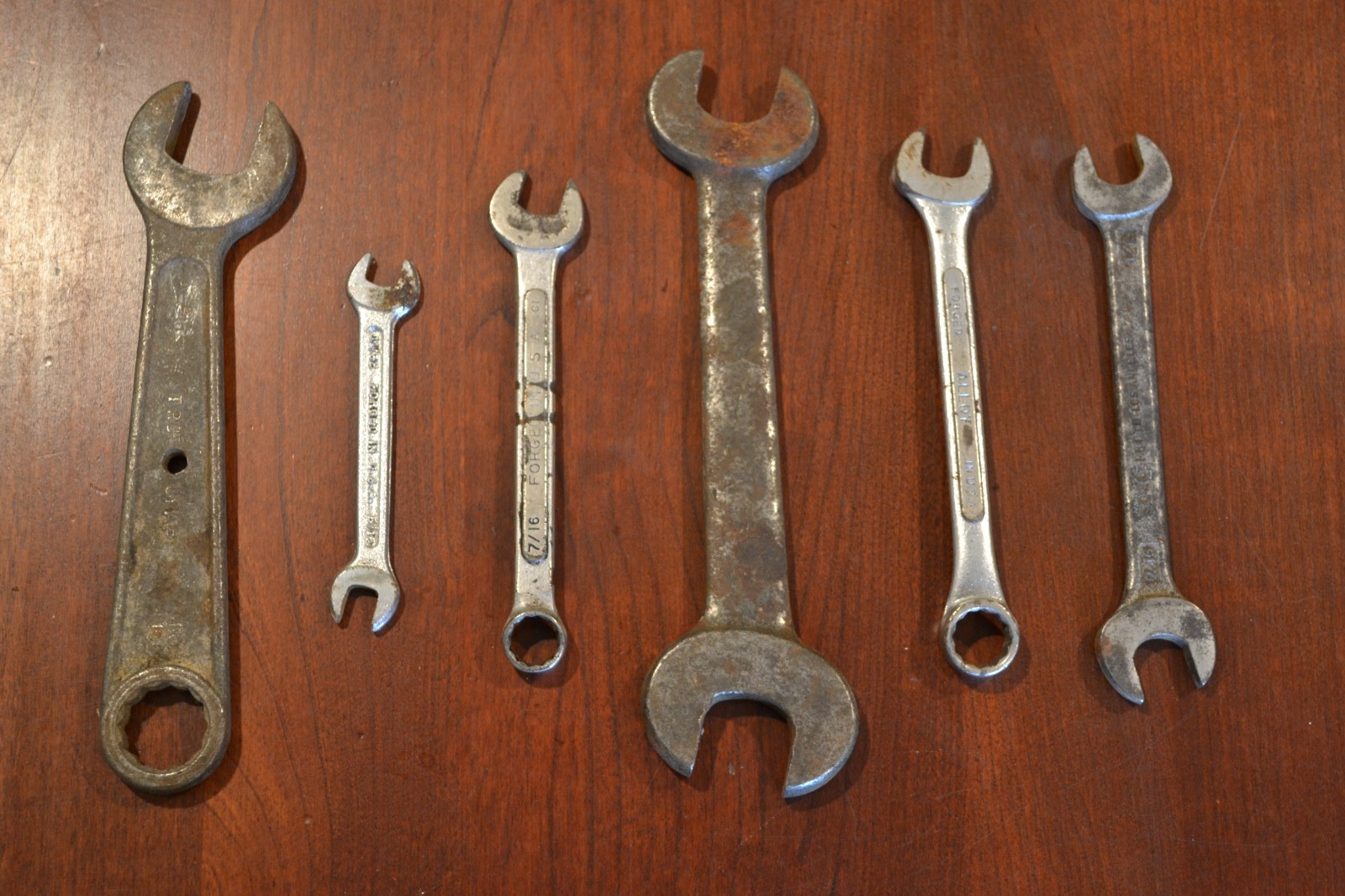 LOT 6 VINTAGE WRENCHES PROTO LOS ANGELES CRAFTSMAN TRUE CRAFT DUNLAP SK WAYNE US