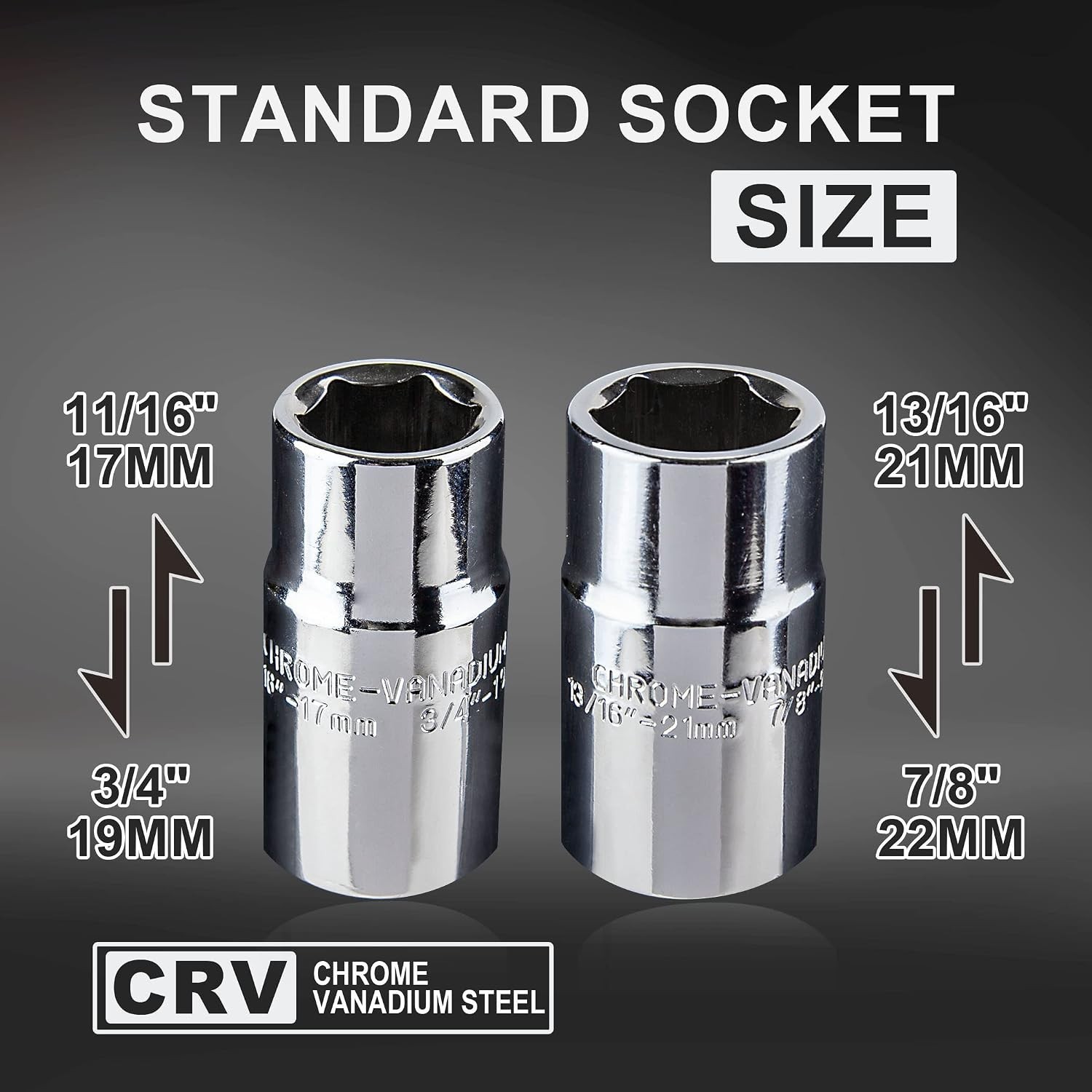 Telescoping Lug Wrench, Wheel Wrench with Standard CR-V Sockets 17/19, 21/22mm