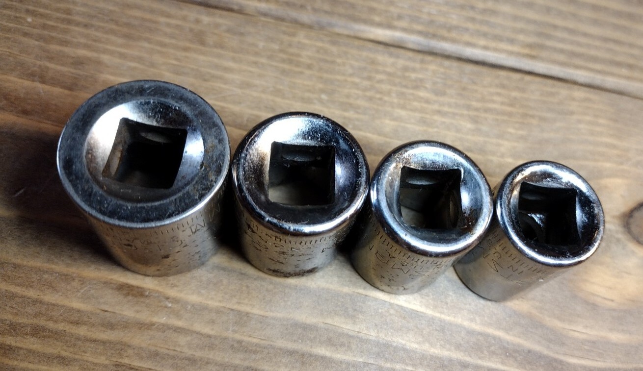 4-pc Craftsman -G- Metric 6 Point Shallow Socket 3/8″ Drive 13, 14, 15, 17mm