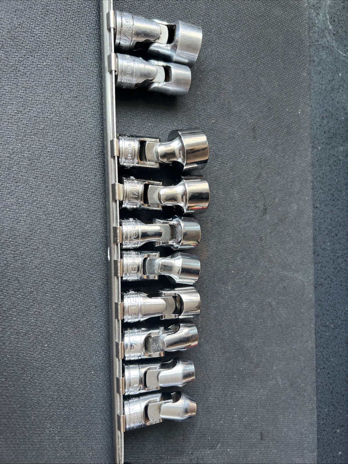 Snap On 3/8 10 Pcs Swivel Socket Set Drive 6pt Point SAE 5/16- 3/4 ⭐️206afsa +