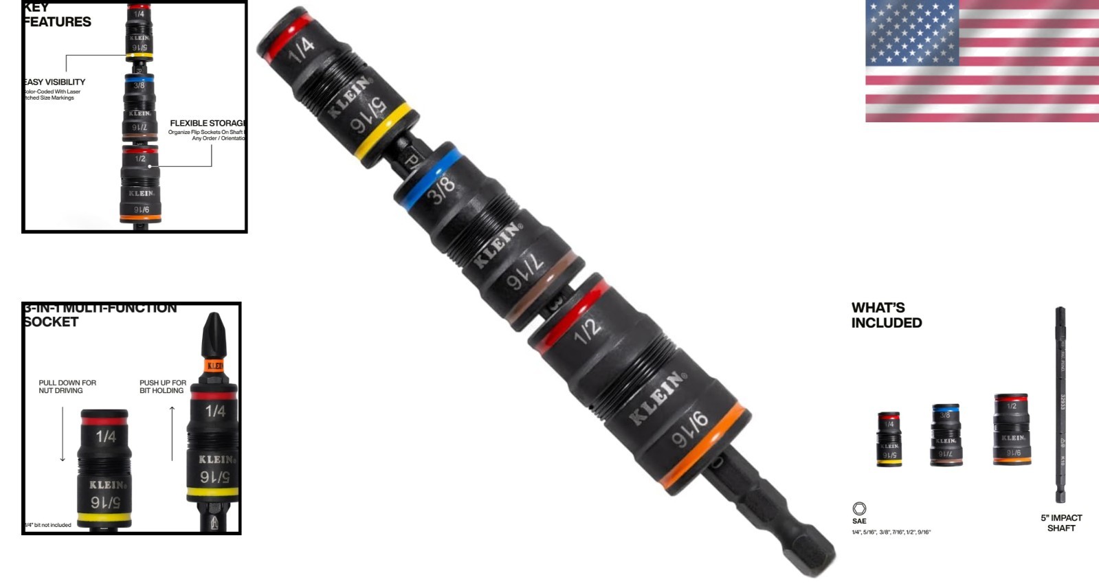 Multi-Size 7-in-1 Impact Socket Set with 3 Flip Sockets – Unmatched Versatility