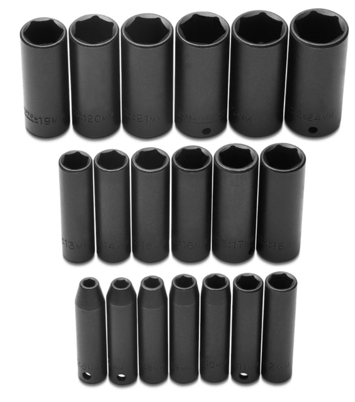Proto J72216 3/8″ DR19 Pcs METRIC DEEP IMPACT SOCKET SET 6 to 24 MM – 6 POINT