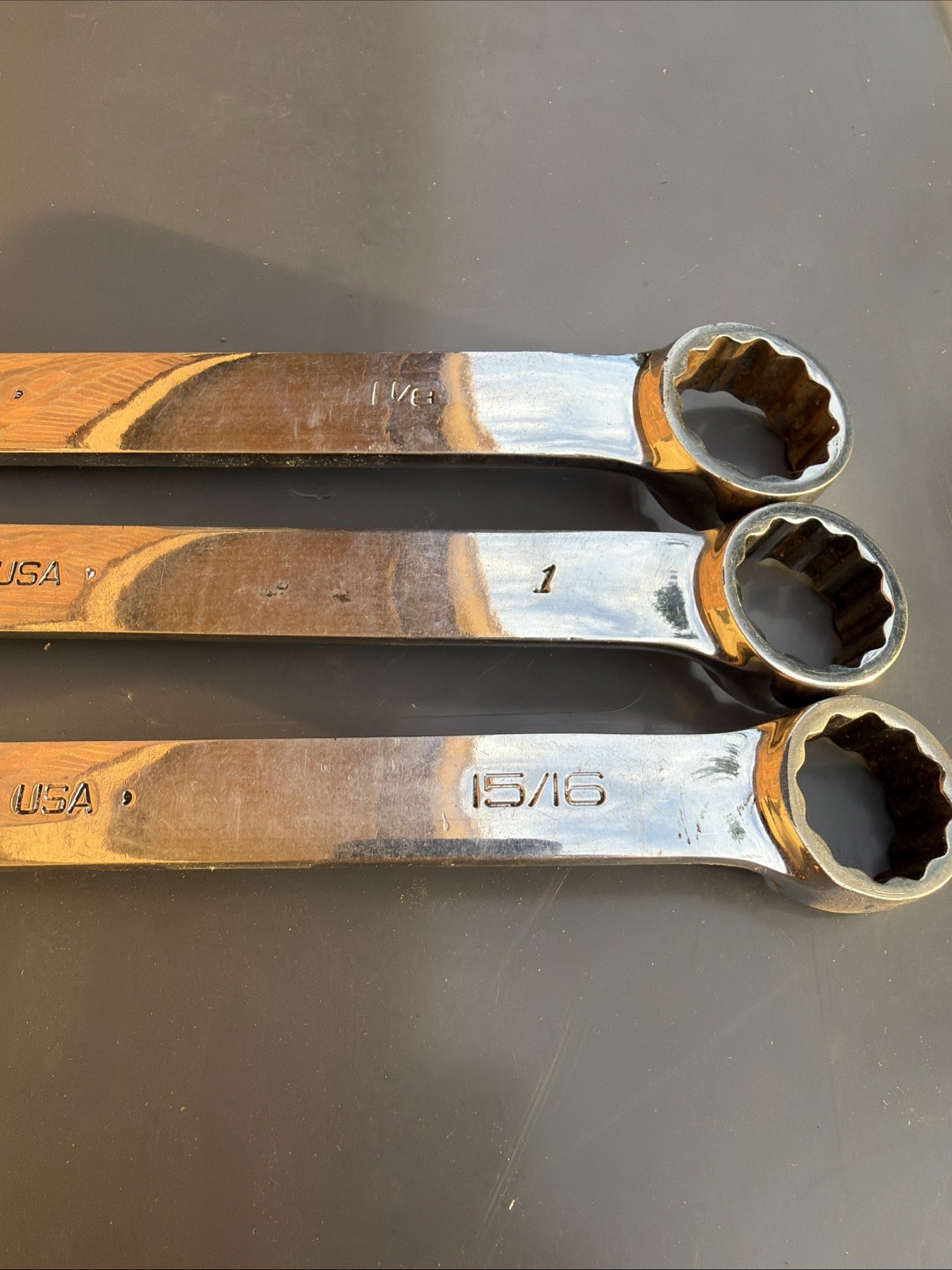 Snap On Tools OEX-B Standard Combination Wrenchs 3 Pieces Set 1-1/8”,1”,15/16”