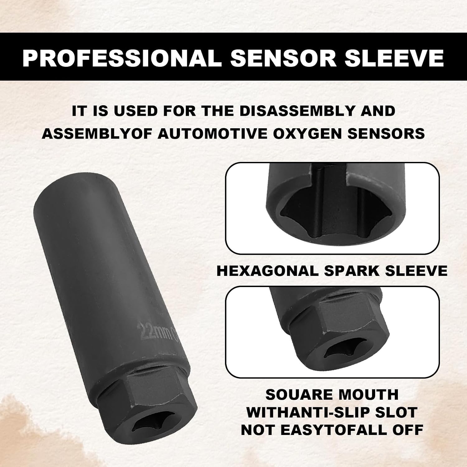 Oxygen Sensor Socket, 3/8-Inch Drive x 7/8” 22mm O2 Sensor Socket with Side W…