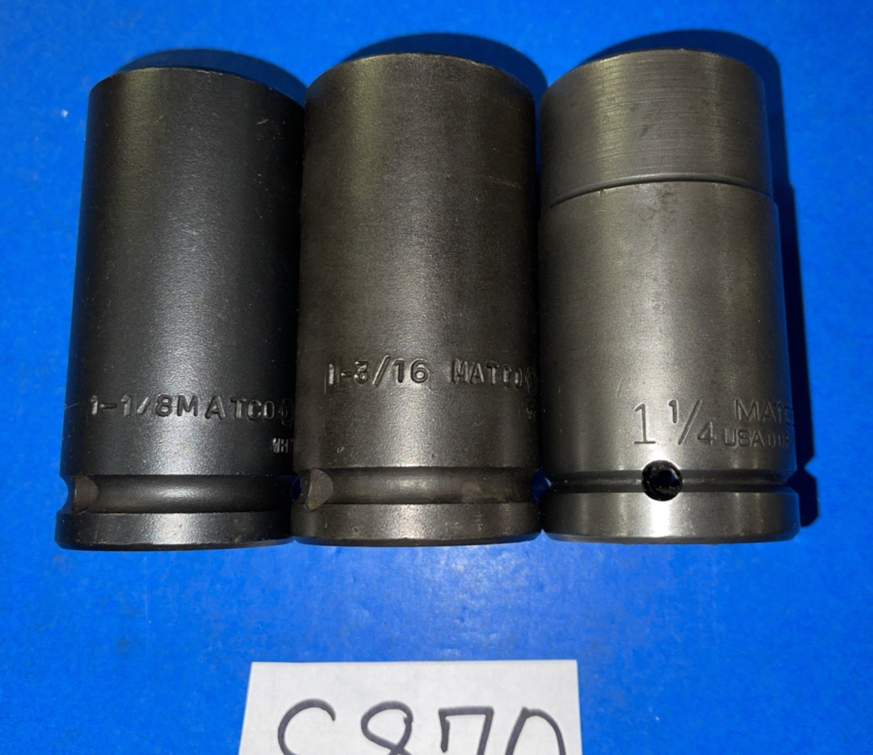 MATCO TOOLS 3 PC. 3/4 DRIVE SAE. DEEP IMPACT SOCKETS 1-1/8, 1-3/16 (30MM), 1-1/4
