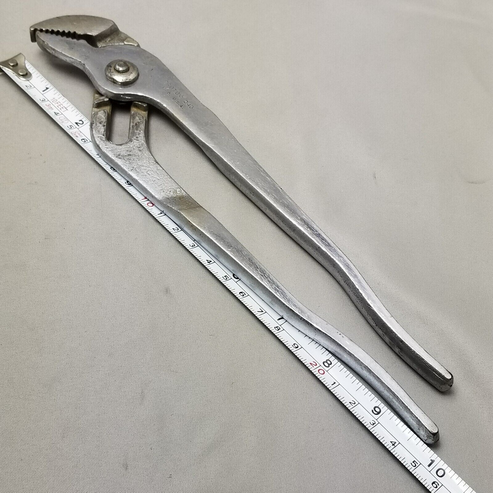Proto Tools 10″ Tongue and Groove Pliers Metal Handle 243 Vintage Made In USA