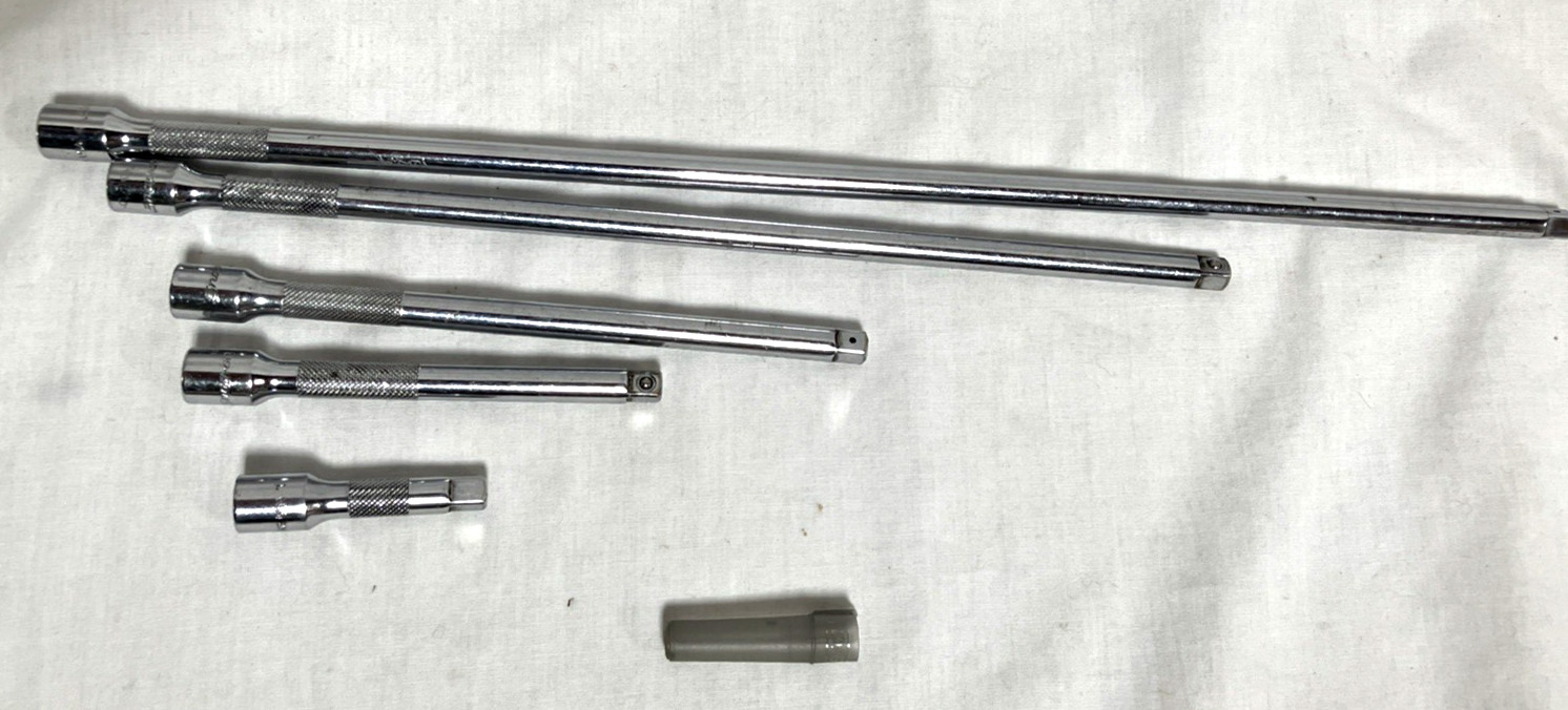 Snap On 1/4” Dr. Knurled Extension 5 Pcs Total 1” 4” 6” 10” 14”