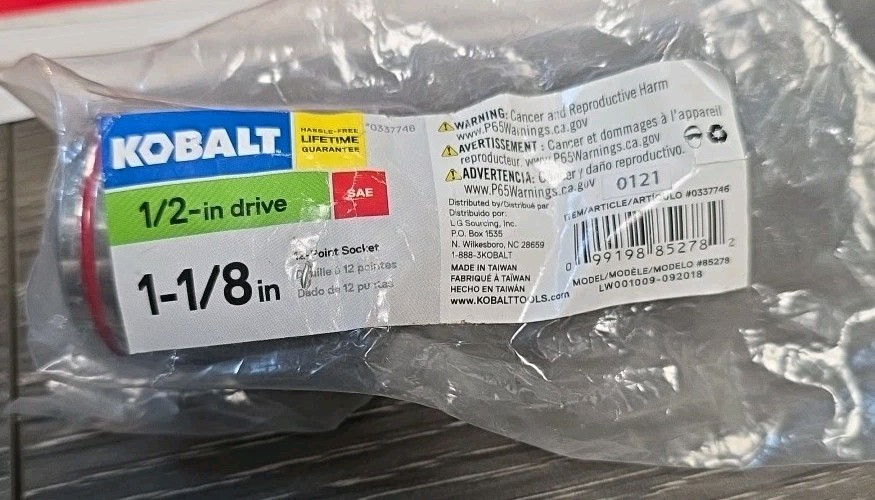 NIP Kobalt SAE 1/2″ Drive 1 1/2 in 12 Pt. Shallow Socket Multiple Sizes