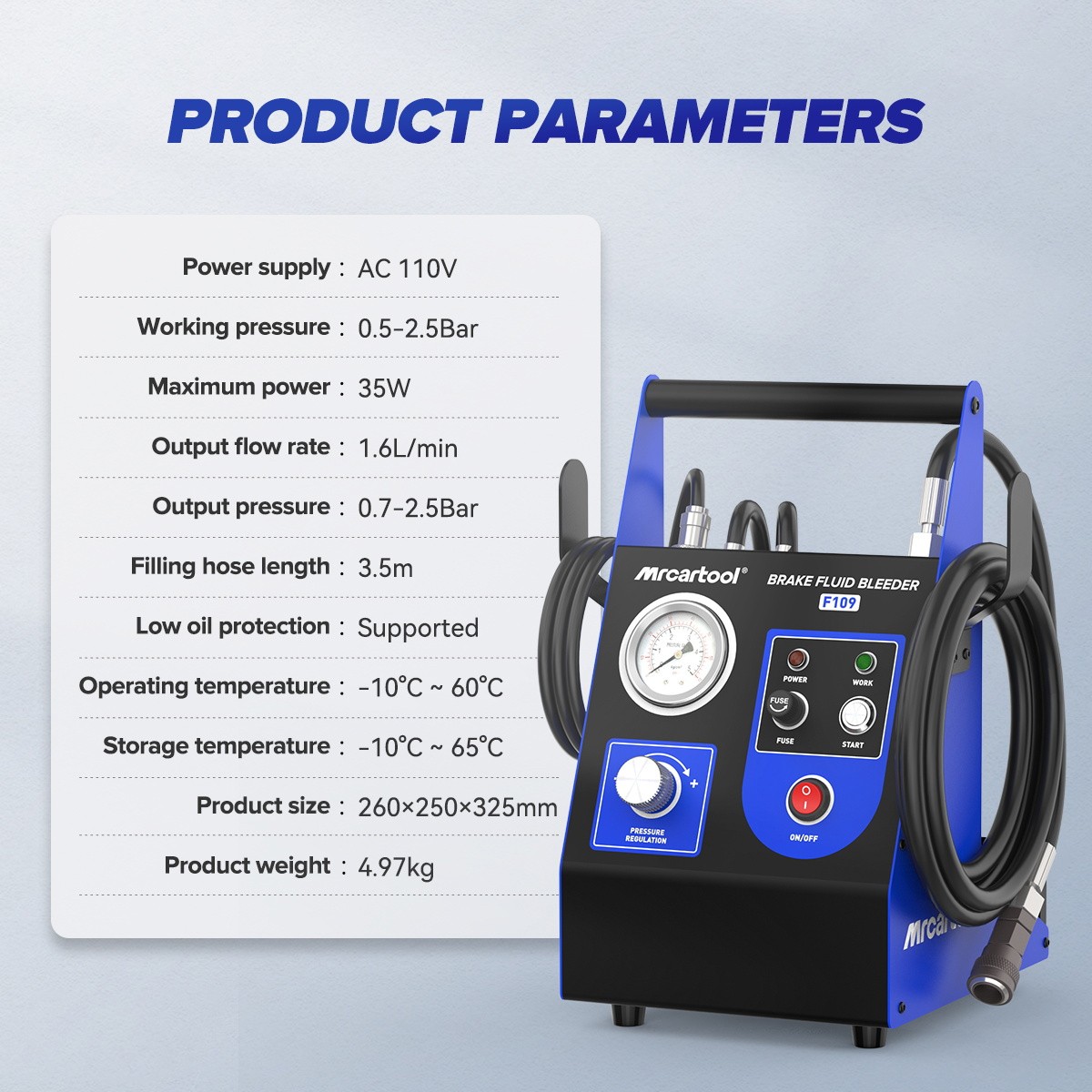 Electric Brake Bleeder Machine 0.7-2.5 Bar & 17Pcs Master Cylinder Bleeder Tool