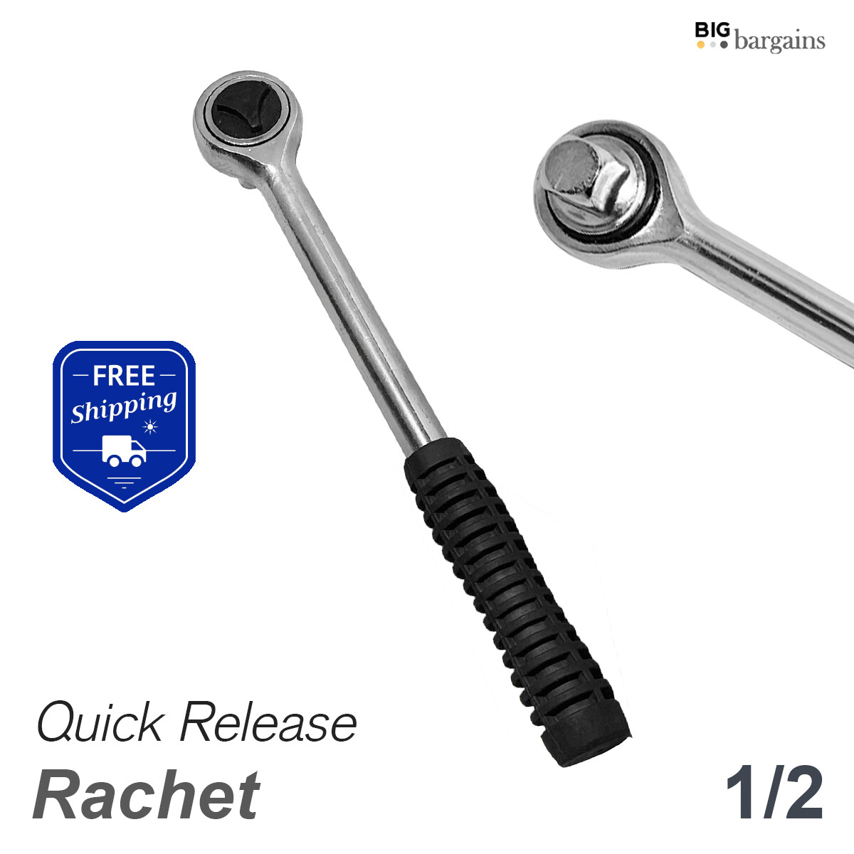 2PC SUPER HEAVY DUTY QUICK RELEASE RATCHET HANDLE SET 3/8″ 1/2″ DR CARBON STEEL
