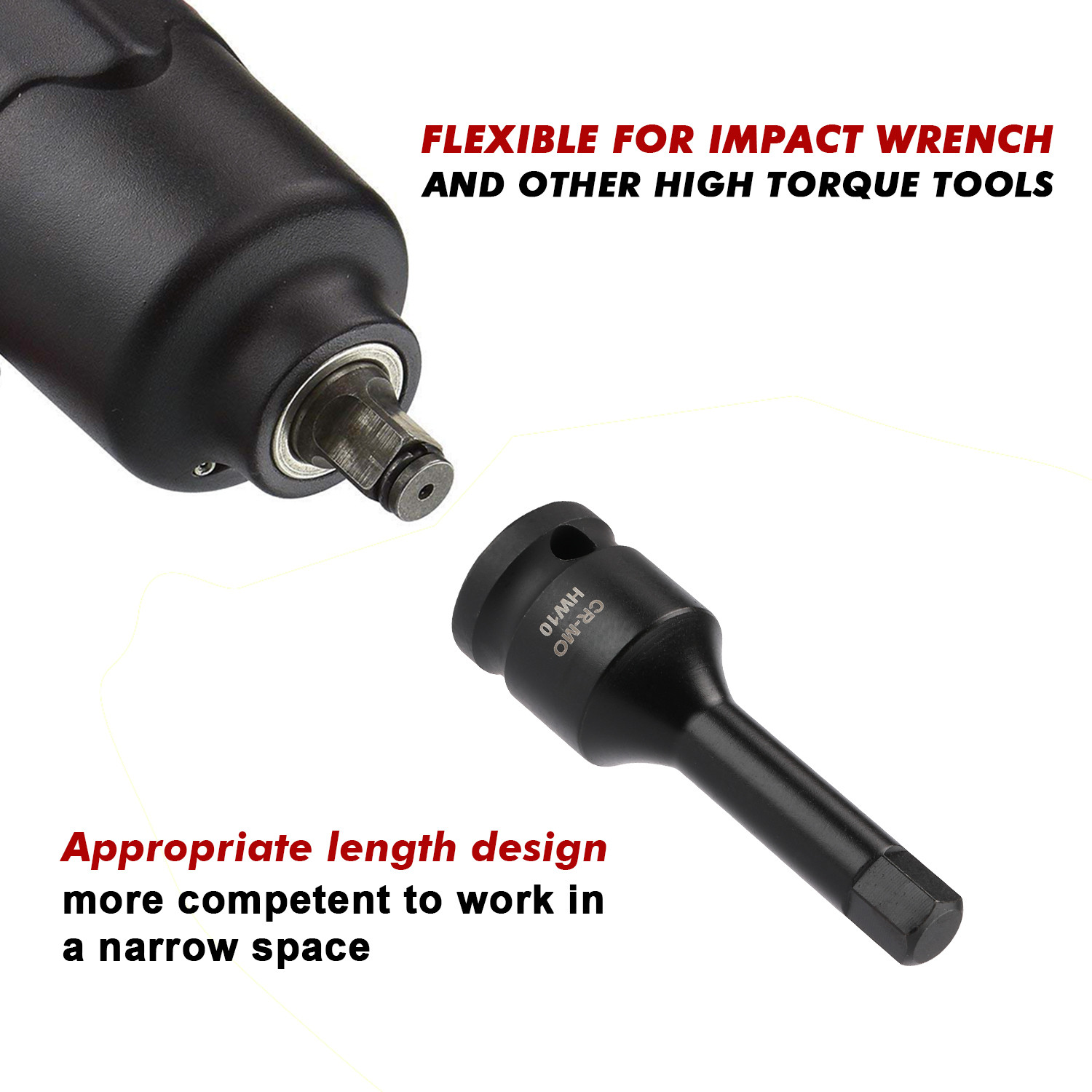 1/2″ Drive Master Impact Hex Bit Set Hex Driver SAE/Metric 1/4″ – 3/4″ 6mm-19mm