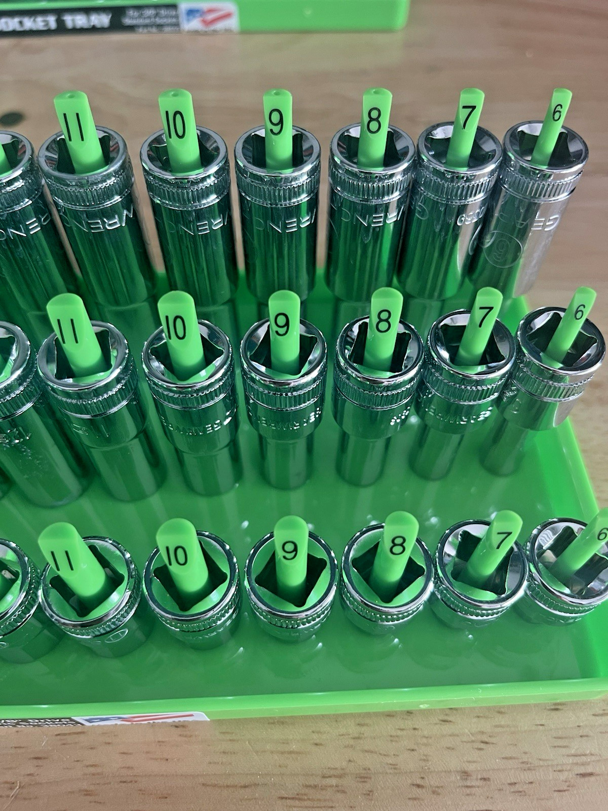 GearWrench 3/8” Metric & SAE Shallow Mid Deep 6 pt Sockets w/ Hansen Trays
