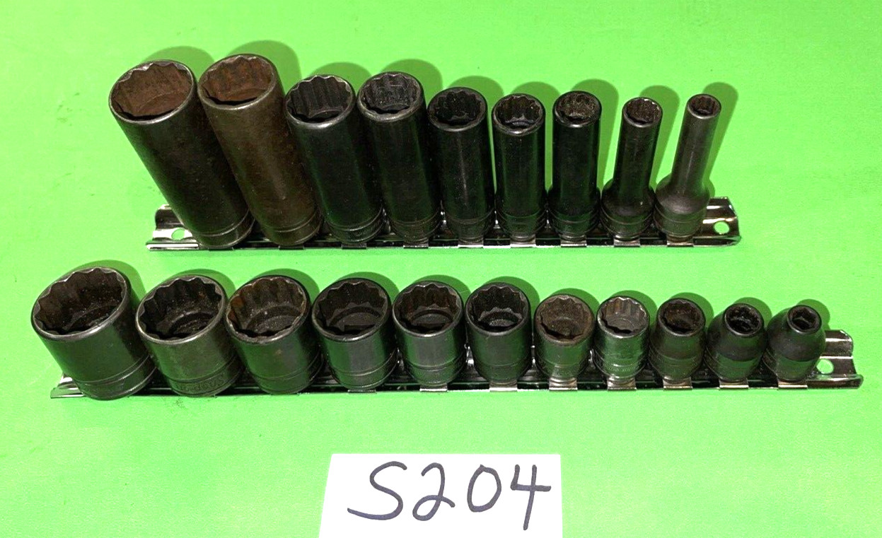 SNAP- ON TOOLS 20 PIECE 3/8 DRIVE SHORT & DEEP SAE. SOCKET SETS 12 POINT