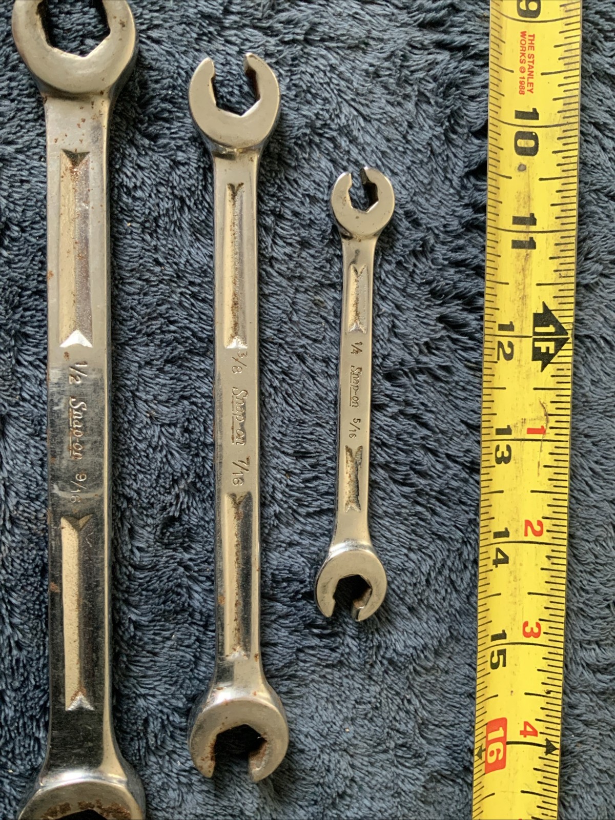 Snap On Double Flare Nut End Wrench Set, 5pc…Sae…..older Style…..see Pics….b