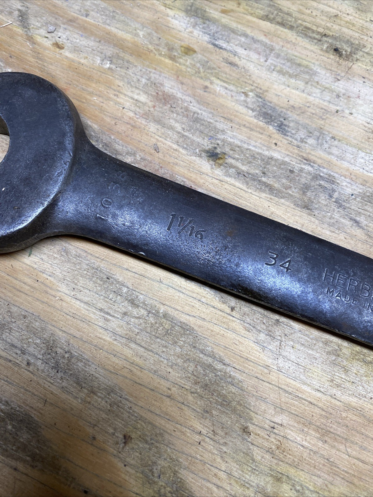 Vtg Herbrand 34 Open End Wrench USA 1-1/16 x 7/8