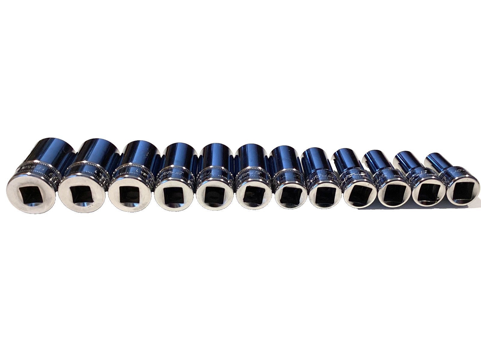 Snap On 212FSMSY 12 Piece 3/8″ Drive 6 Point Metric Semi Deep Socket Set MINT