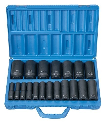 1/2 Inch Drive Deep Socket Set 19 Piece Fractional Master Wrench for Impact