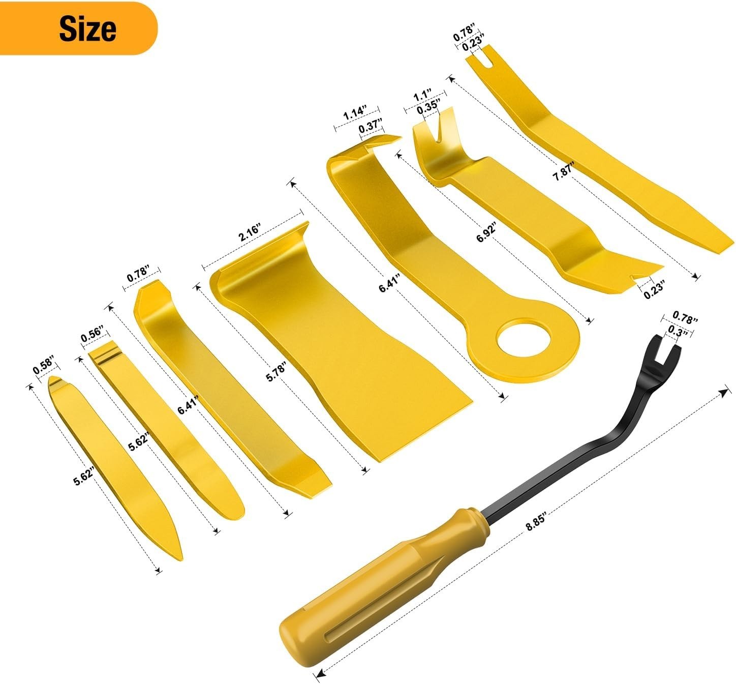8PC Auto Trim Removal Tool Set – Scratch-Free & Ergonomic Design in Yellow