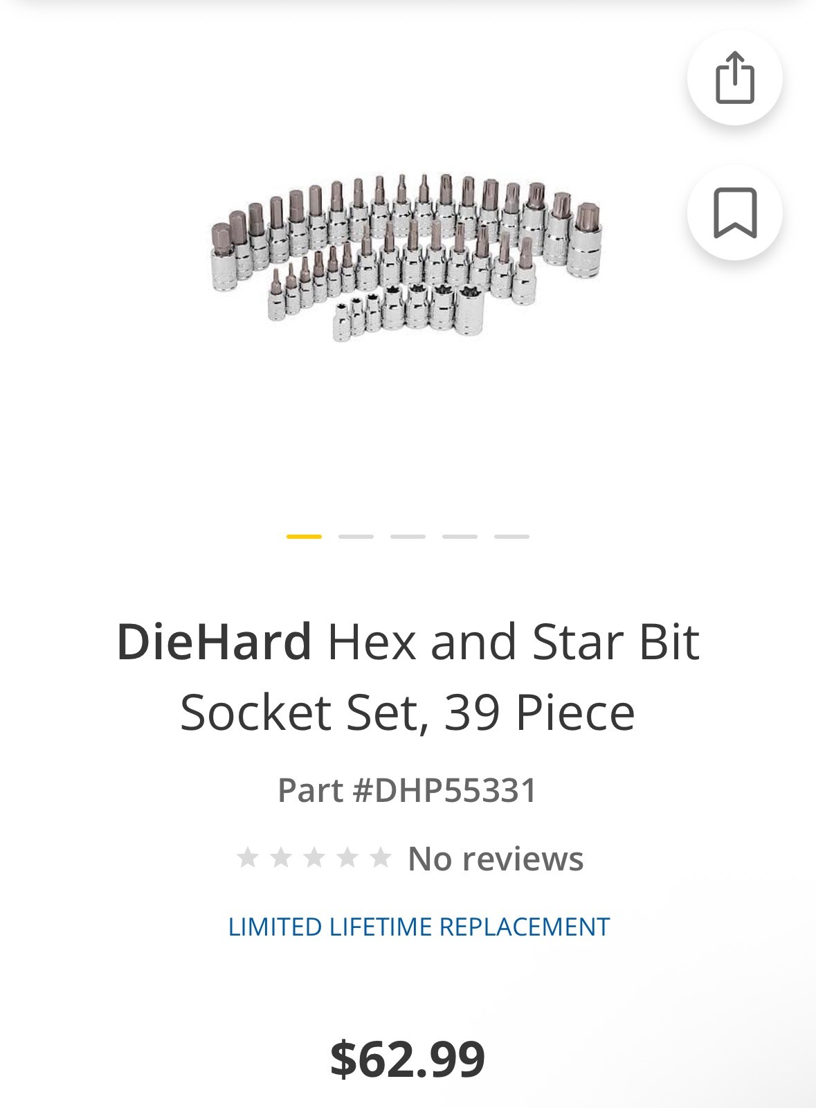 DieHard DHP55331 39-Piece Hex & Star Bit (Torx) Socket Set – NEW