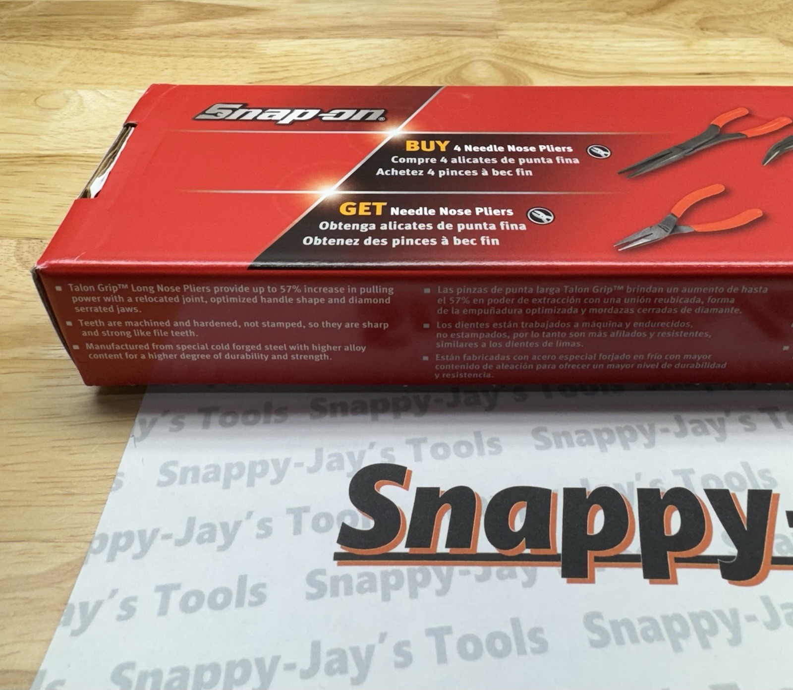 Snap-on Tools USA NEW 5pc ORANGE Talon Grip Needle Nose Plier Set LONGNOSE5O