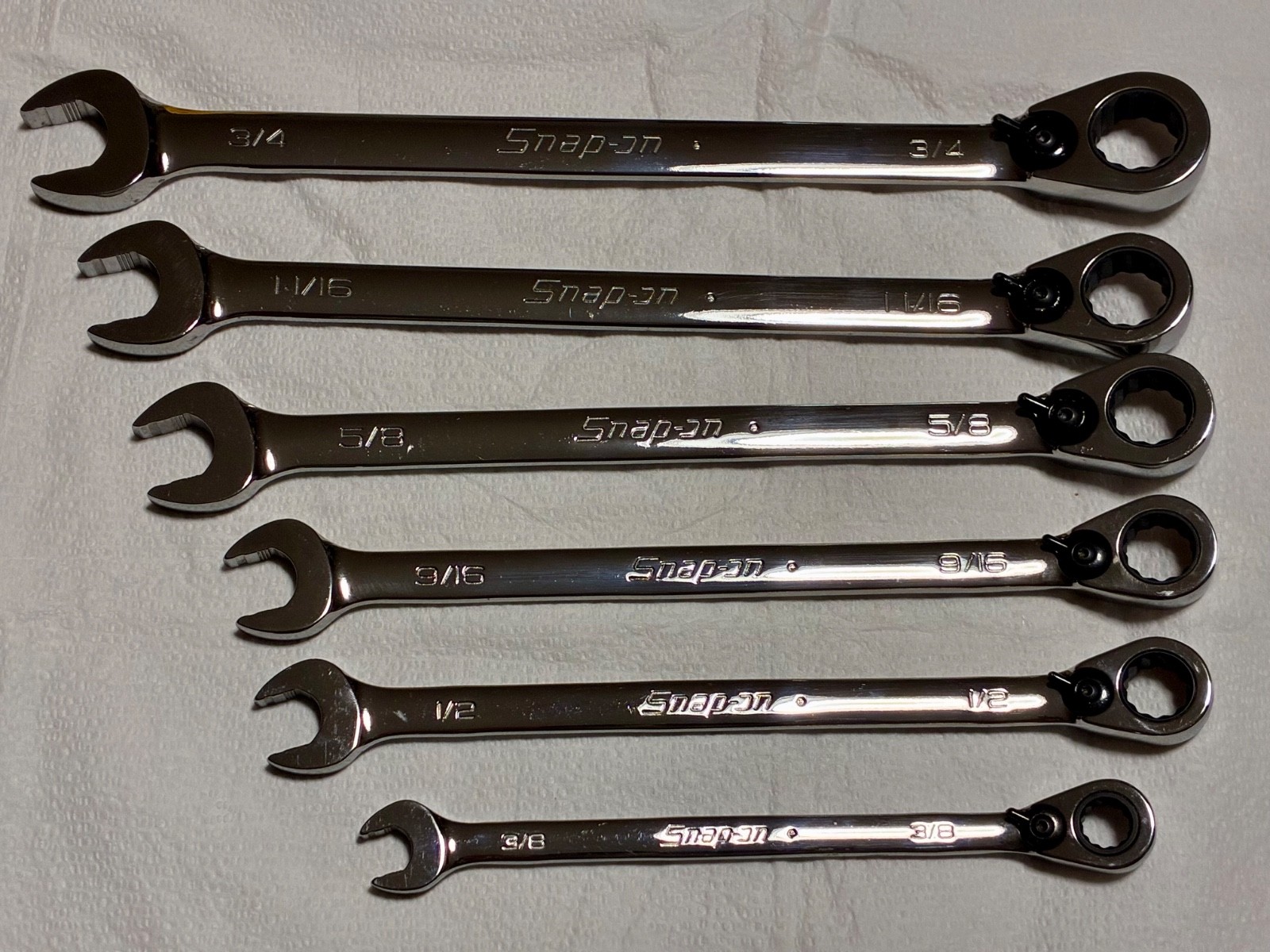 Snap-on SOEXR Gear Ratcheting Wrench Set 6pc 3/8″-3/4″ SAE USA Near New