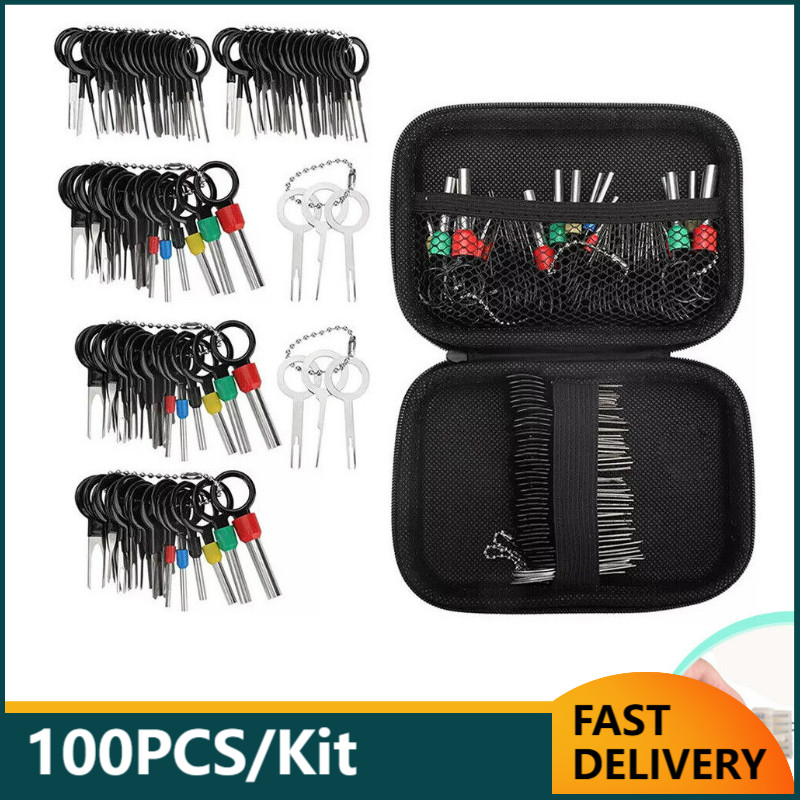 100pcs Pin Ejector Wire Kit Extractor Connector Puller Car Terminal Removal Tool