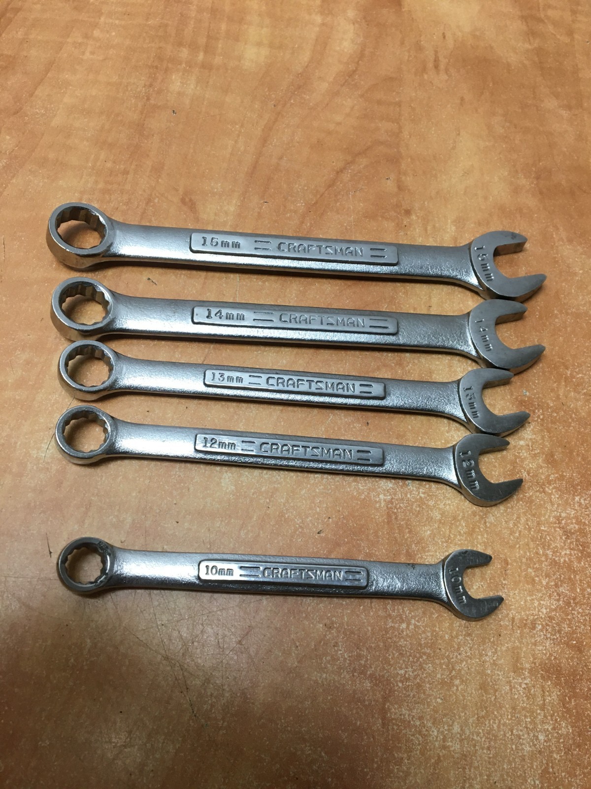 Vintage Craftsman USA 5 pc Metric Combination Wrench Set 10 12-15mm VV Series