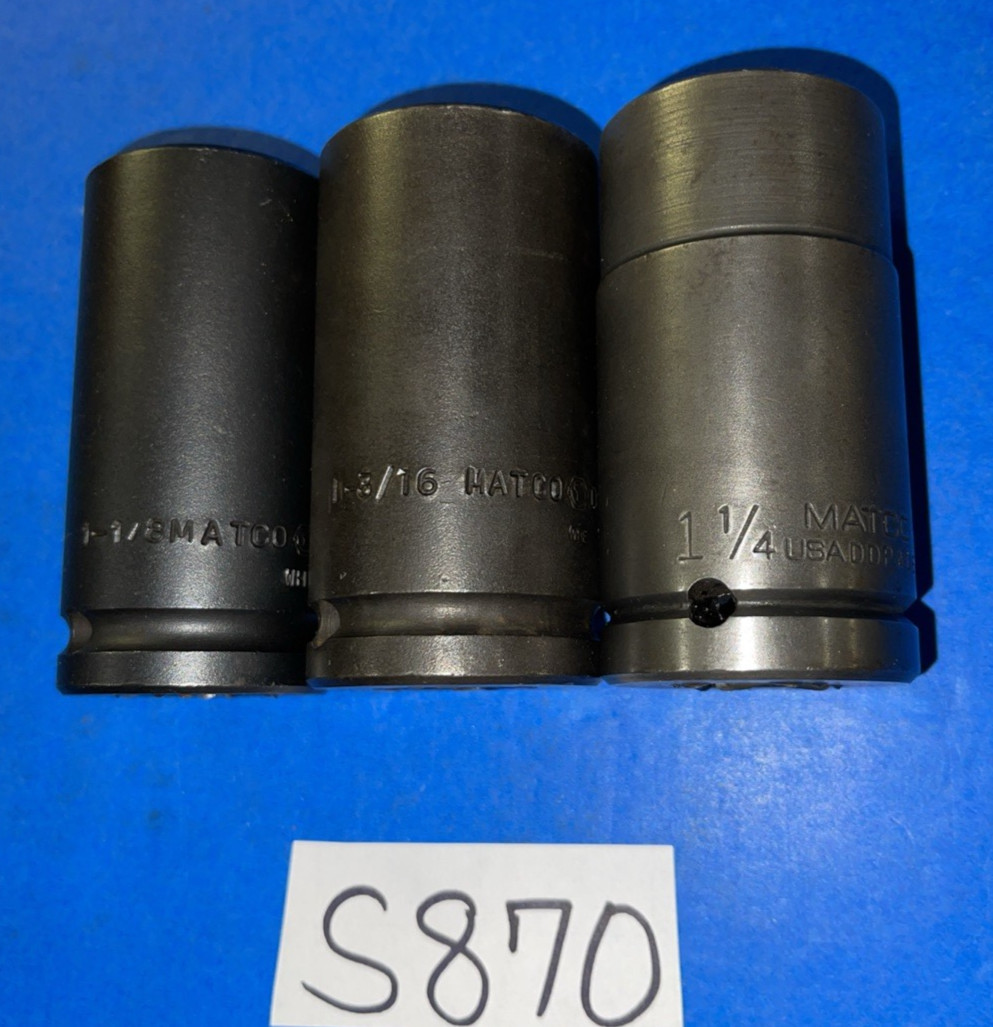 MATCO TOOLS 3 PC. 3/4 DRIVE SAE. DEEP IMPACT SOCKETS 1-1/8, 1-3/16 (30MM), 1-1/4