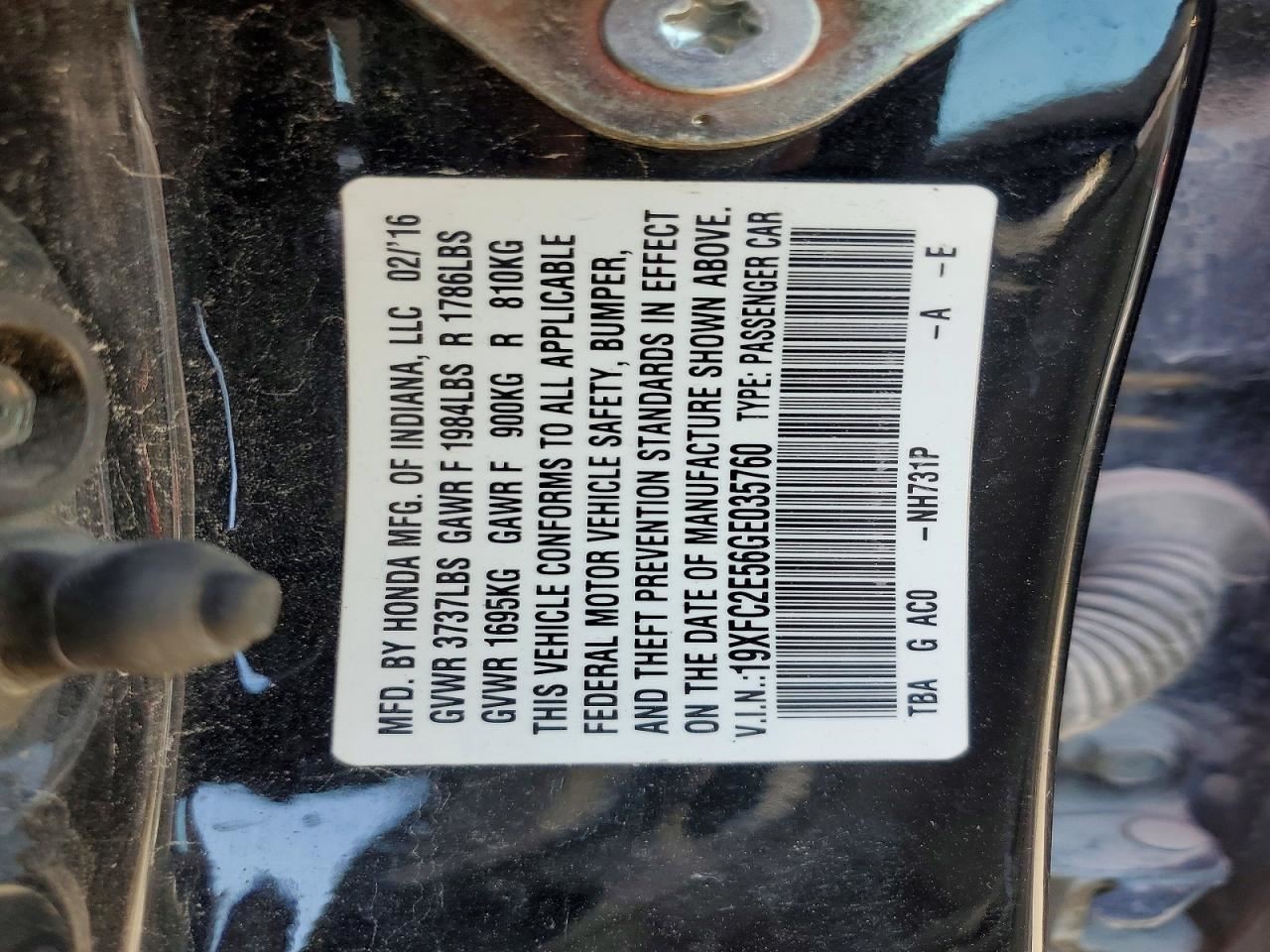 CIVIC 2016 Tools 747421