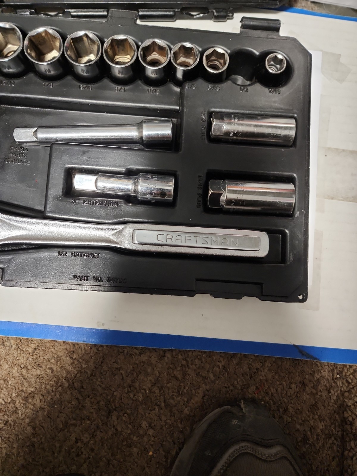 Craftsman USA 16-PC 1/2″ Drive 6 Point SAE Socket Wrench Set With Case #34790