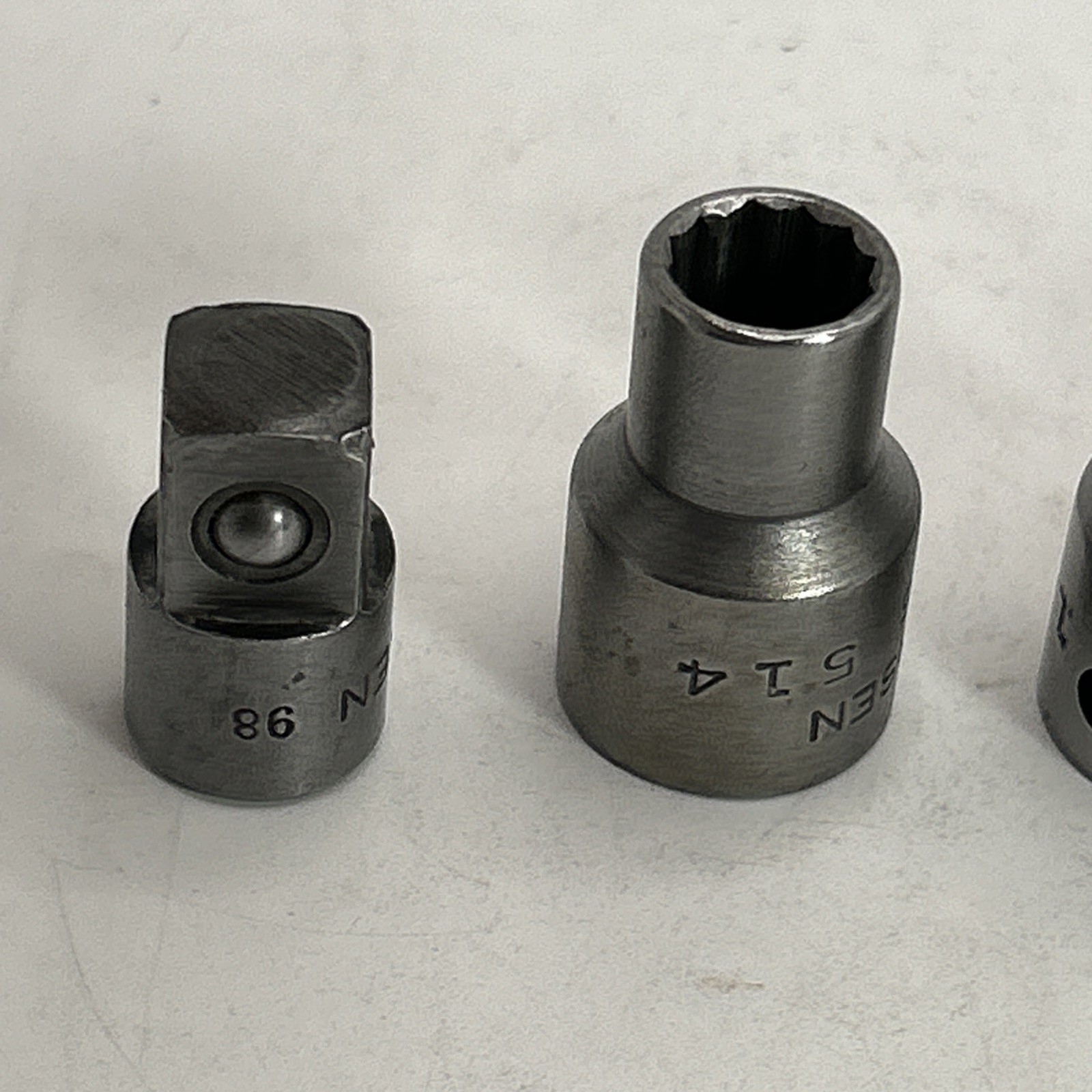 7 VINTAGE THORSEN 1/2″ DRIVE SET 12 POINT SOCKETS – 3/8 To 1/2 Adapter 7/16-1”