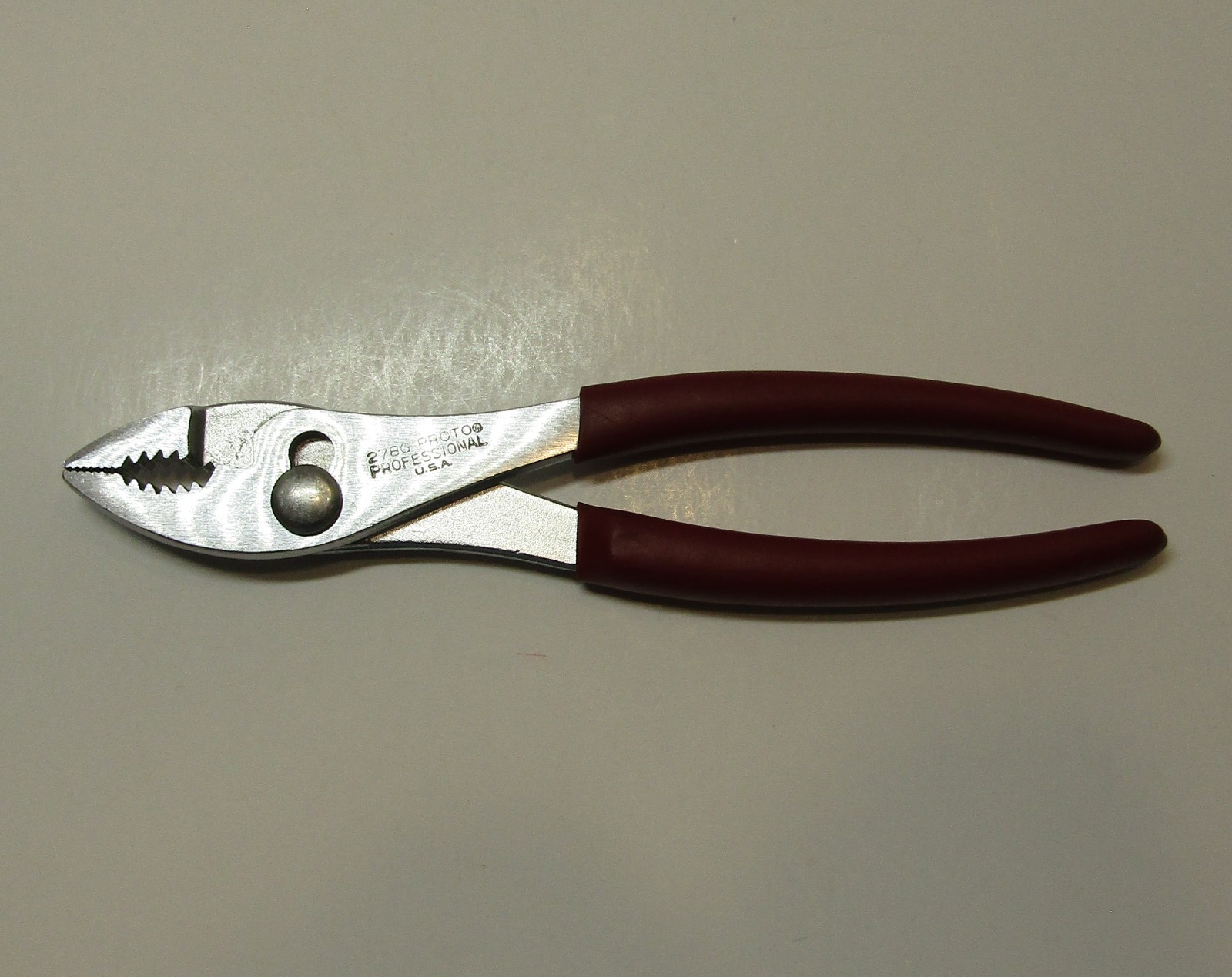 *Proto* Professional 8″ Slip Joint Pliers 278G w/ Red Grips Made in USA – *Nice*