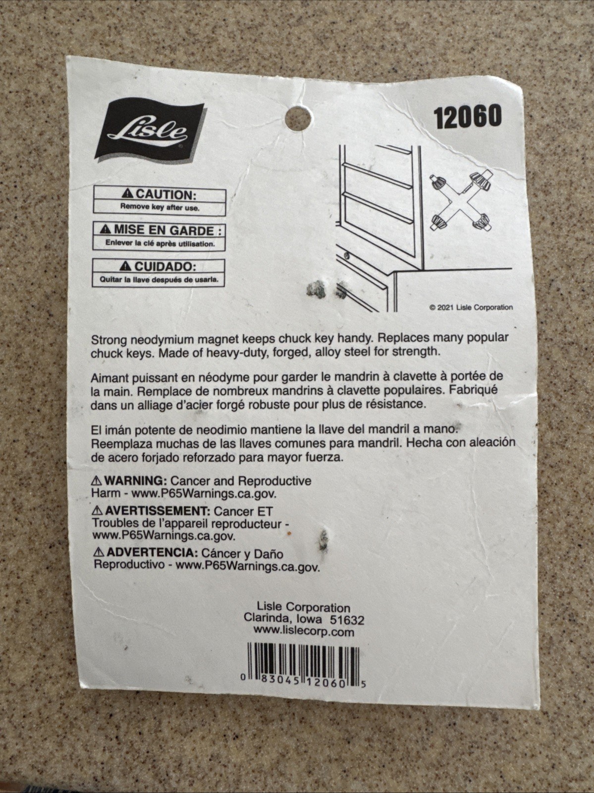 Lisle Large Master Chuck Key Magnetic New In Package 12060