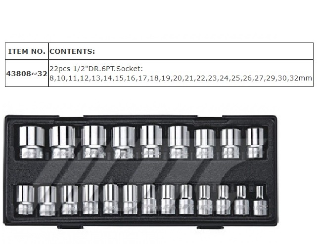 JTC 1/2 «DR. 22 PCS SOCKET SET (6 POINTS) 8 MM~ 32 MM, JTC TOOLS # K4221