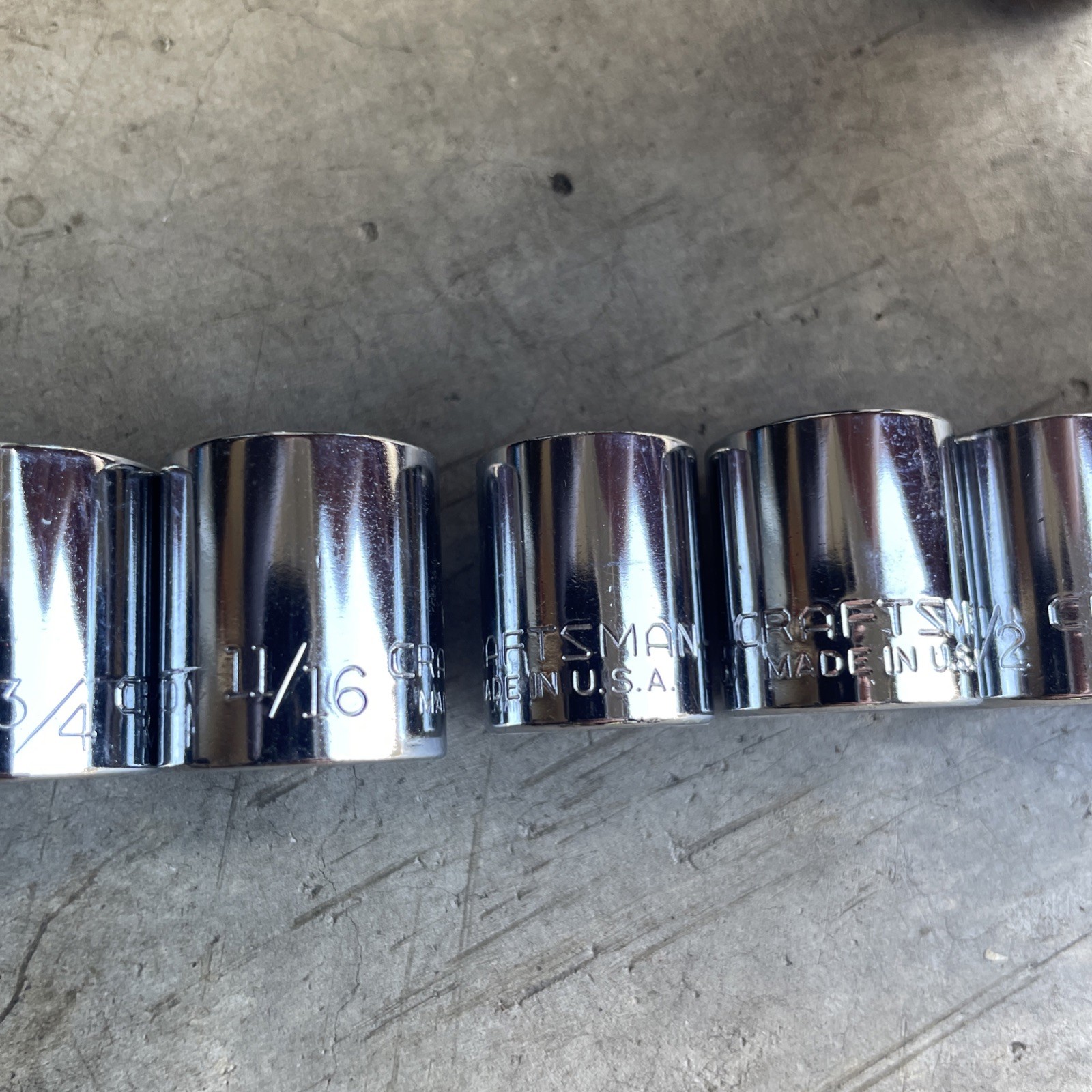 Craftman -V- -G- Series 8PC SAE 3/8″ Dr. 12 Pt Socket Set – 3/8-13/16 VGC