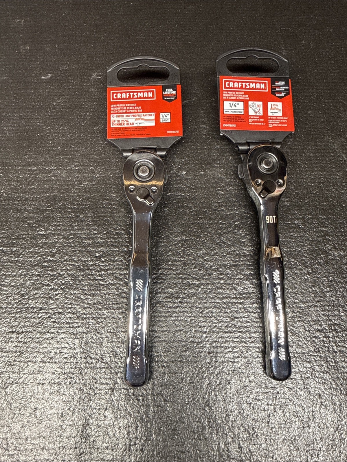 LOT OF 2 NEW Craftsman CMMT86721 Ratchet 1/4 Inch Drive 72 Tooth Quick Release