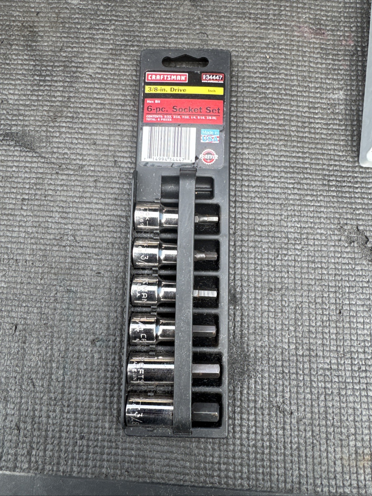 Sears Craftsman USA 6pc Socket Set 3/8 Drive SAE 34447 Hex Bit Tools NOS GK