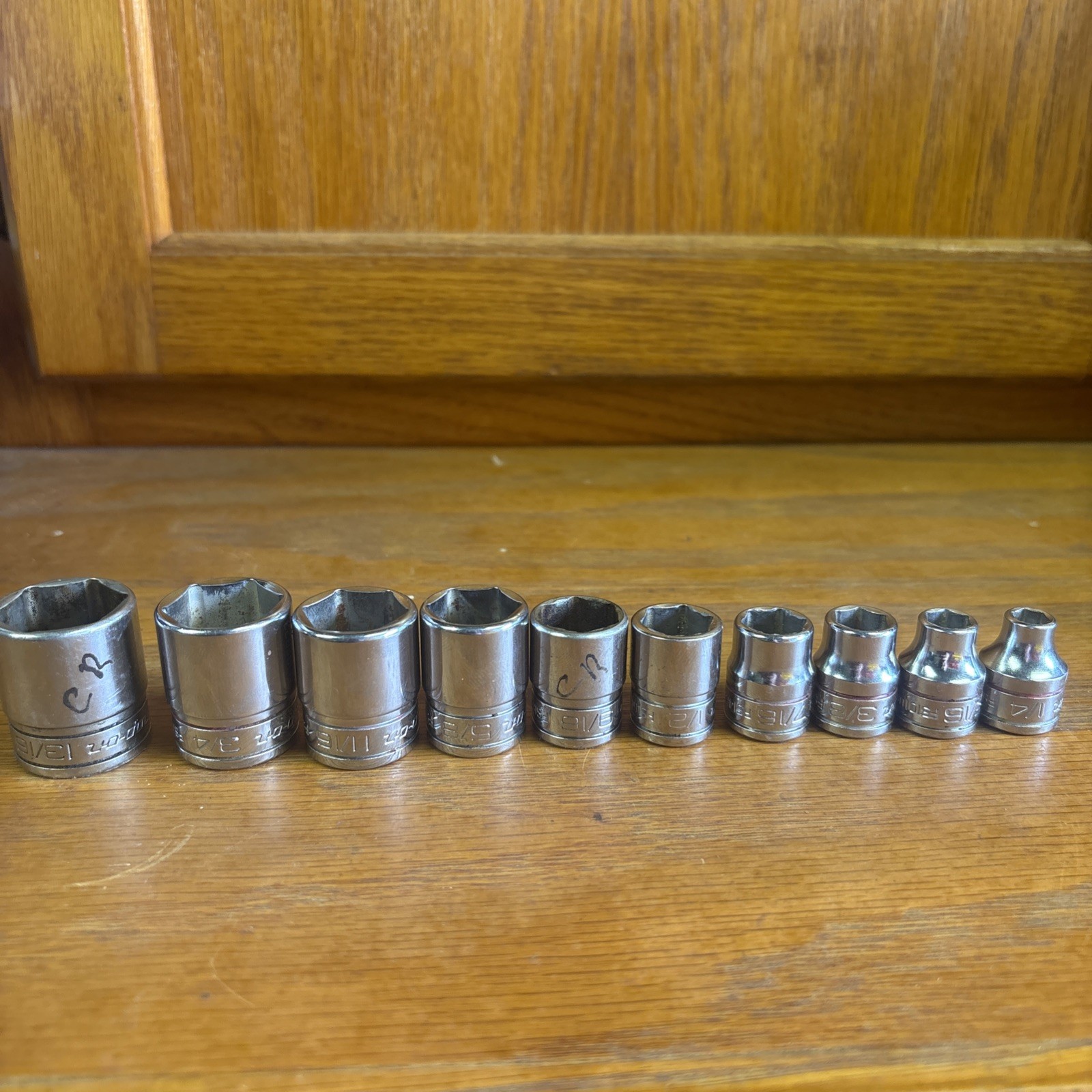 Snap On 3/8″ Drive 10Pc SAE Shallow 6 Pt Chrome Socket 1/4” to 13/16”