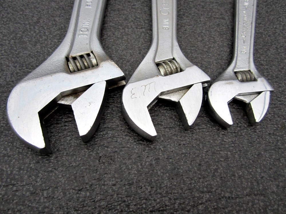 Vintage Crescent 6″ 8″ 10″ Adjustable Wrench Crestoloy Made in USA